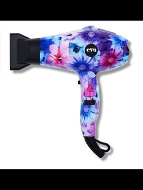 Eva Floral Print Hair Dryer - Purple & Blue